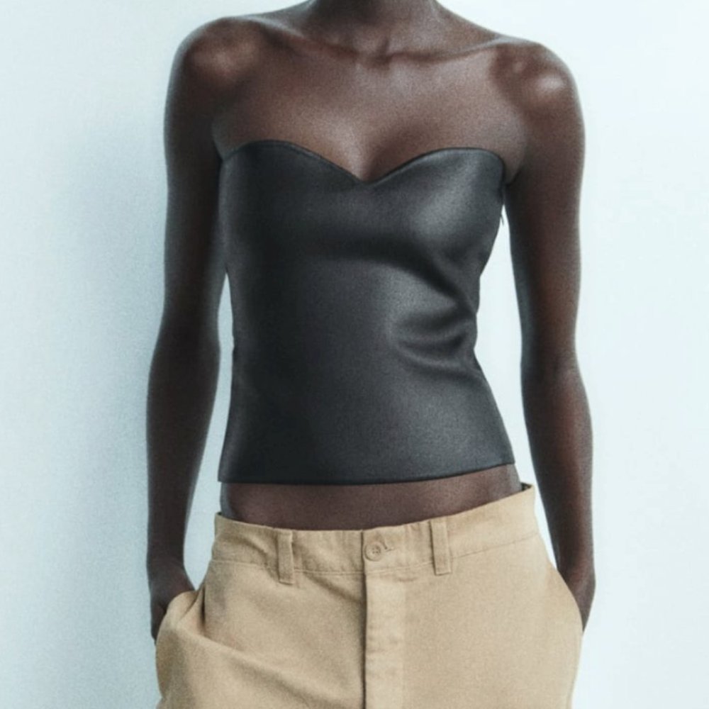 Zara Knit Bustier Top Black Large